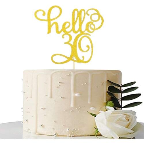 Gold Glitter Happy Birthday Cake Topper Number Paper Cupcake Topper For 30 40 50 60 Years Birthday Anniversary Party Cake Decor