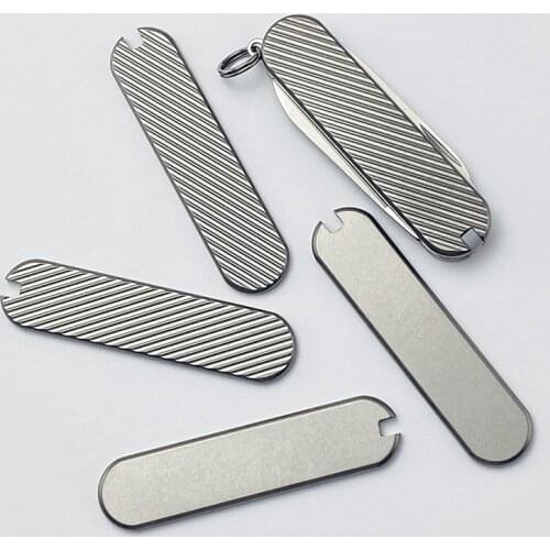 1pair 58mm Titanium Alloy Swiss Knife Chip, Modified TC4 Handle Patch for DIY Knife Handle Material Making