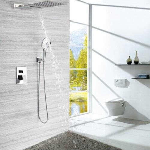 Concealed Shower Set Bathroom Shower System Hand Shower Faucet Set Stainless Steel Top Spray Rain Shower Hotel Style Shower