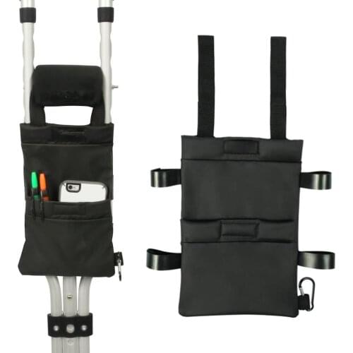 Crutch Bag Storage Pouch fits for Underarm Crutch, Stable Side Loop Fastener, Easy Access