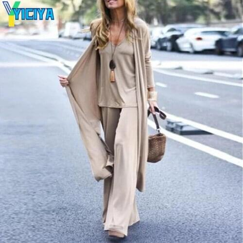 YICIYA Loose Autumn Casual Three Piece Set Womens Suit Female Straight Pants Streetwear Suit tracksuit women crop top y2k met