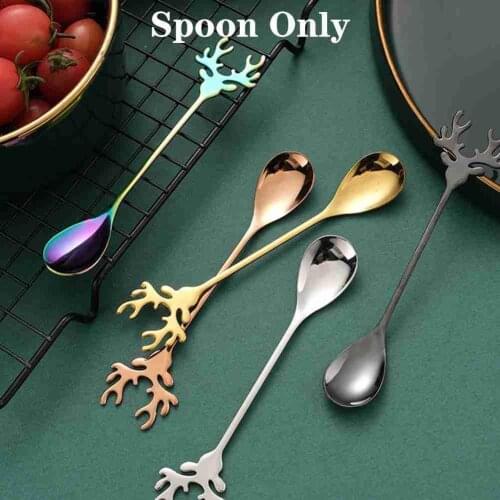 Creative Steel Spoon Deer Cat Fish Shape Spoon Fork Coffee Spoon Christmas Gifts Kitchen Accessories Tableware Decor