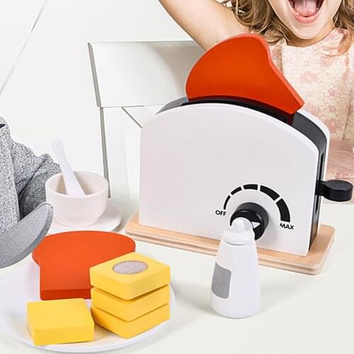 Creative Simulation Toasters Bread Breakfast Maker Machine Pretend Game Toy Kitchen Play Scene Gift