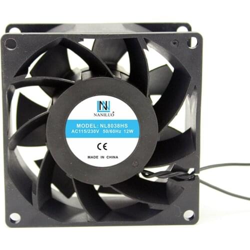 NANILUO NL8038HS ec fan motor 80*80*38 mm 80mm 110V 115V 220V 230V 50/60 Hz 12W 8038case cooling fan