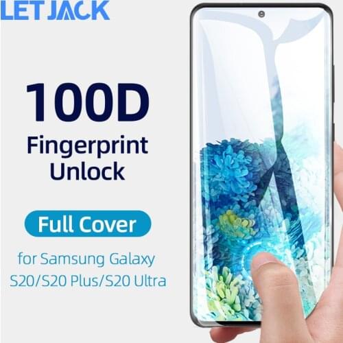 100D Full Cover Curved Edge Screen Protector on the for Samsung Galaxy S20 Plus Tempered Glass for Samsung S20 Ultra LTE Glass