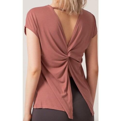 Womens Yoga Shirt Back Open Gym Yoga Top Crop Top Jerseys Female Sports T-shirt for Woman Running Fitness Shirts