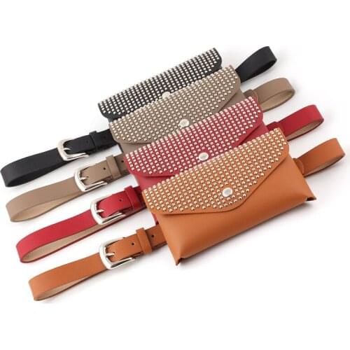New Fashion Wild Trend Studded Fine Belt Bag For Women Pin Buckle Phone Pouch Bags Design Multifunction Belts Ceinture Ladies
