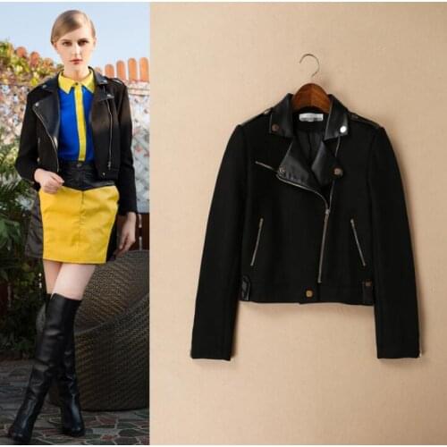 High-end suede short leather jacket womens oblique zipper clothing European station girl temperament self-cultivation spring
