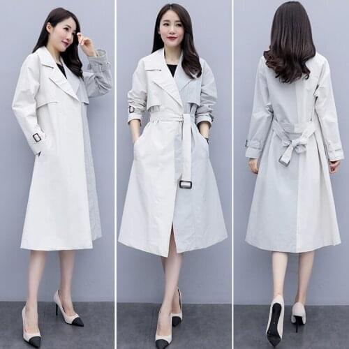 2021 New Spring Autumn Women Coat Cardigan Trench Turn-down Collar Fashion Elegant Lady Long Trench Coats