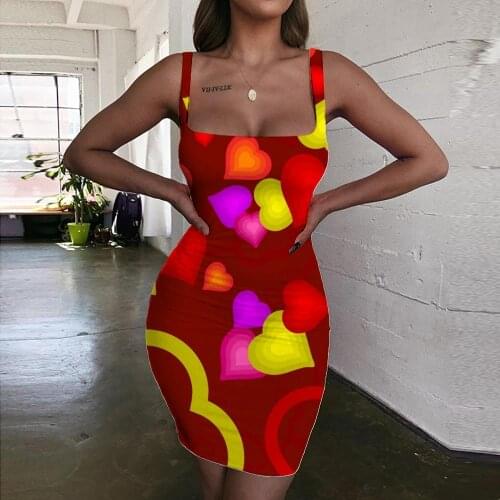 Giyu Brand Love Dresses Women Colorful Halter Sleeveless Pattern Sundress Psychedelic Ladies Dresses Womens Clothing Club Beach