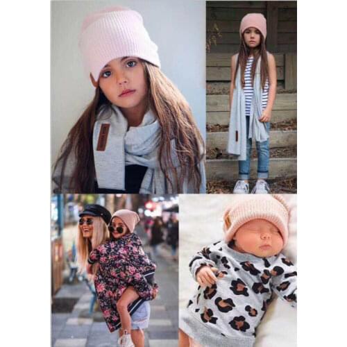 Winter Hats Mom Dad Women Man Toddle Kids Baby Boy Girl Autumn Winter Warm Caps Knit Beanie Hat Adults Kids Caps