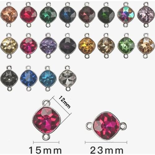 10pcs Crystal Rhinestone Square Connectors Charms for Jewelry Making Earrings Charm Pendant Necklace Bracelet DIY Accessories