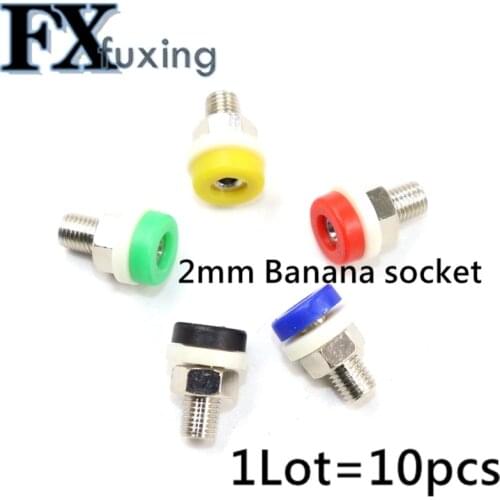 10Pcs Brass 2mm Banana Socket Jack for 2mm Banana Plug Test Connector Insulated Socket Small Terminal Pure Copper Red Black Blue