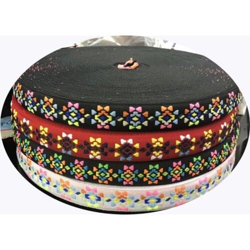 10yards/lot wide about 2.5cm Woven Jacquard Ribbon Trims flowers design for clothing straps accessory LS-778