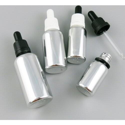 10 x 5ml 10ml 20ml 30ml 50ml 100ml Essential Oil Silver Plating Glass Bottle With Dropper For Liquid Reagent Pipette Bottle