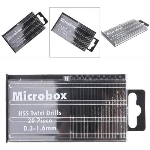 20pcs/set Mini Small HSS Precision Twist Drills Bit Craft Hobby 0.3-1.6mm for Wood / Plastic Products / Circuit Boards New