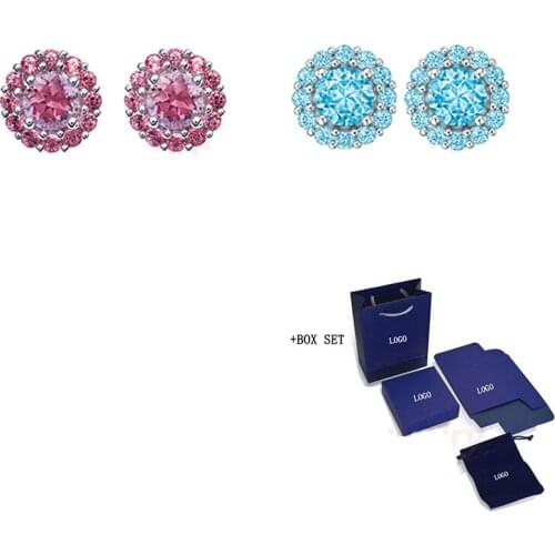 2020 Fashion New Nice Pierced Shiny Round Crystal Earrings Luxury Jewelry For Women Romantic Gift