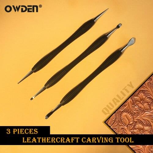 OWDEN 3Pcs Leather Modeling Carving Tools Set leather modeling Point Stylus Spoon tool leather Embossing tool leather tool