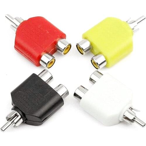 4Pcs Audio Connectors Plugs RCA Y Splitter AV Audio Converter 1Male to 2Female Adapter Kit AV Jack RCA Plug To Double