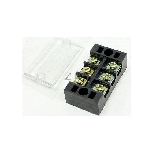 600V 25A Double Rows 3P 3 Positions Covered Barrier Screw Terminal Block