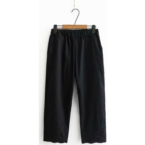 Summer Casual Calf Length Pants 4XL Plus Size Womens Clothing Fashion Loose wash Stretch cotton Linen Cropped Trousers