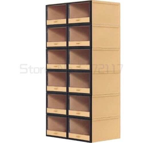 Household pull-out shoe cabinet dustproof shoe rack simple plastic transparent shoe box storage cabinet