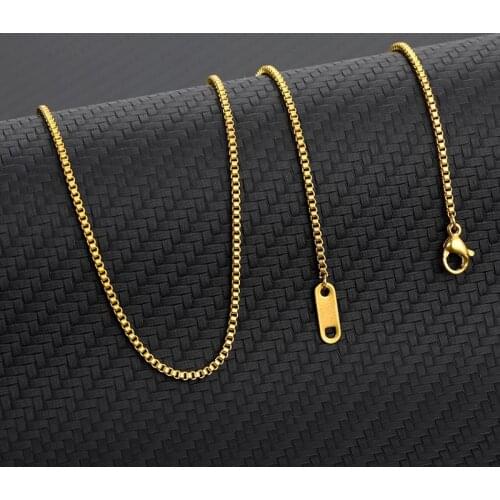 Punk Box Chain 2MM Width Link Chain Chokers Gold Stainless Steel Wave NecklaceChain for Women Men