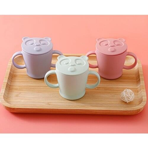 140ml Baby Feeding Handle Cups Drinking Water UNBreak Solid Color Cup for Toddlers Silicone Cups with Lid Vaso Silicona Bebe