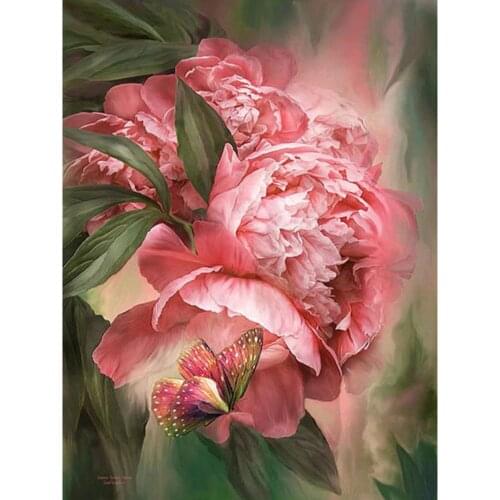 Flower Peony Butterfly Embroidery Kit Craft Needlework Set Canvas Printed Cotton Thread Christmas Gift Home Decor New Design