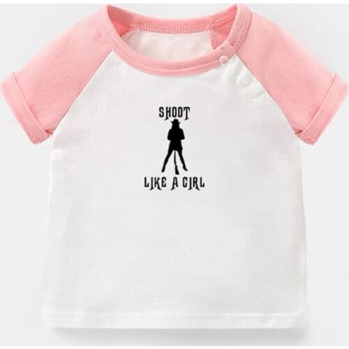 Shoot Like a Girl Hunter Forest of Imagination Design Newborn Baby T-shirts Toddler Graphic Raglan Color Short Sleeve Tee Tops