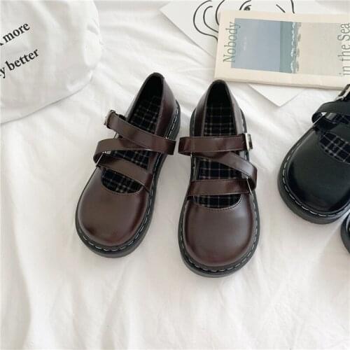 Gothic Girl Female Student Retro Jk Japanese College Style Lolita Big Round Head Women Platform Black Punk Loli Cosplay Flats