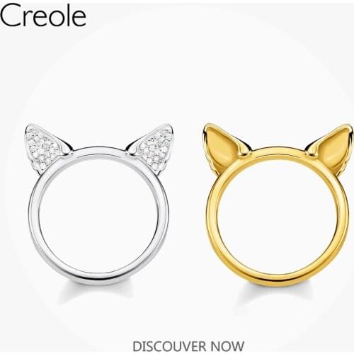 Ring Cat’s Ears 925 Sterling Silver Golden Color 2021 Brand New Fine Jewerly Cute Bijoux Trendy Romantic Gift For Women Girls