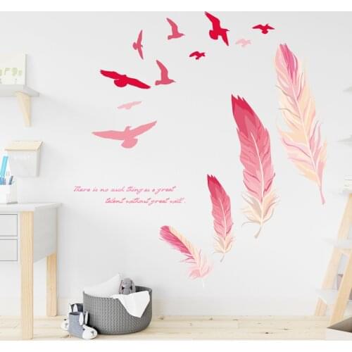 Creative Feather Wall Stickers Boy Girl Teenager Room Decor Aesthetic DIY Mural Child Bedroom Decals for Furniture Wallstickers