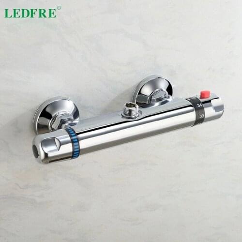 LEDFRE Thermostatic Bath Shower Control Valve Bottom Faucet Wall Mounted Hot And Cold Brass Bathroom Mixer Bathtub Tap LF56T220