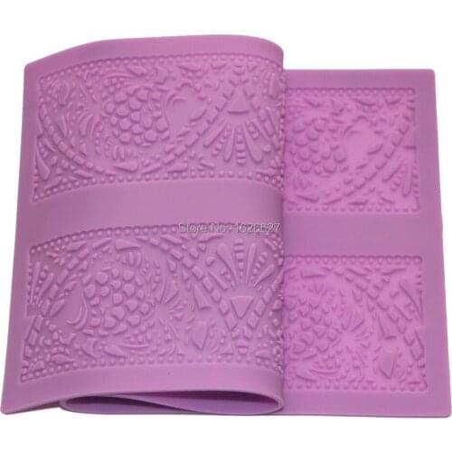 2016 Hot-Sale New Cake Fondant Lace Silicone Sugar Lace Mat Decorative Fish Fan Mold Color Purple