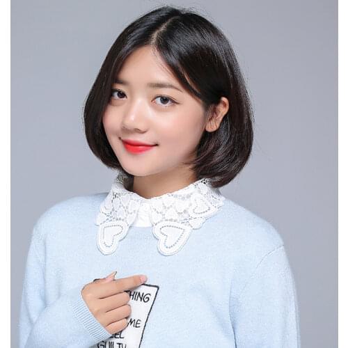 Linbaiway Women Hollow Floral White Fake Collar Female Detachable Collars Lapel Decorative Sweater Flase Collar Accessory