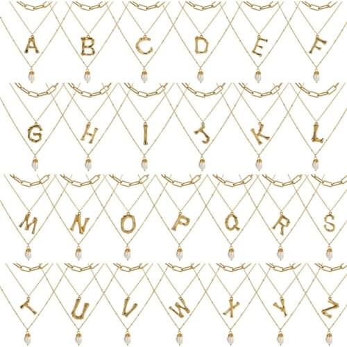 Fashion Tiny Pearl Initial 26 Letter Necklace With Pendant Initial Name Necklace Jewelry For Girlfriend Gifts
