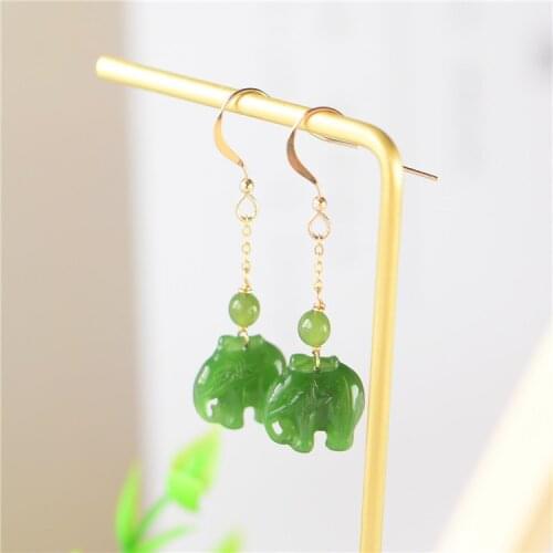 Fashion jewelry wholesale natural jade elephant ear hook eardrop the gold plated earrings a substituting imports