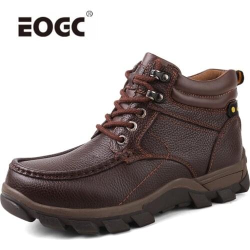 Natural Cow Leather Men Boots Handmade Retro Men Winter Shoes Outdoor Anti-skid Winter Boots Shoes Dropshipping