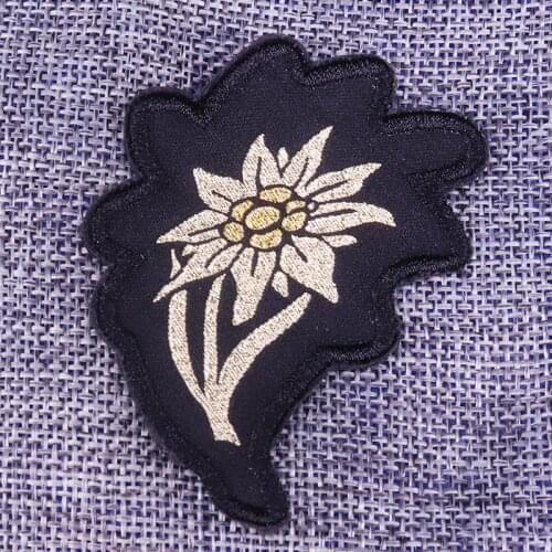 German edelweiss sew on patch army morale woven embroidered badge Deutsche jewelry men hat clothes accessory