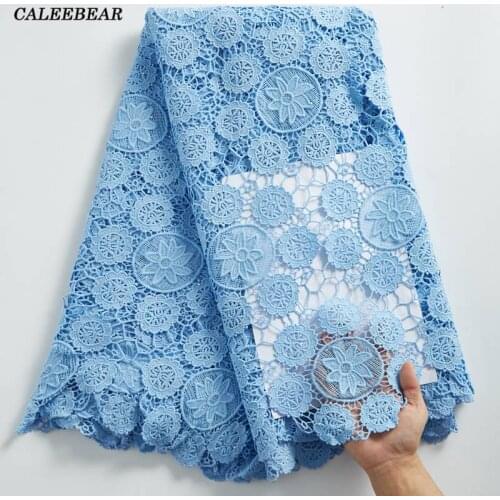 New Arrival Sky Blue African Guipure Cord Lace Fabric 2021 High Quality Nigerian Water Soluble Net Lace For Wedding Party S2283