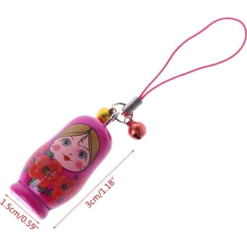 New Cute Russian Nesting Dolls Matryoshka Doll Keychain Phone Hanger Bag Gifts