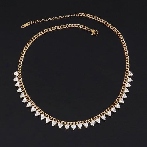 Punk Stainless Steel Necklace For Women Chain Necklace Geometric Pearl Necklace Choker Necklaces Zircon Necklaces Jewelry