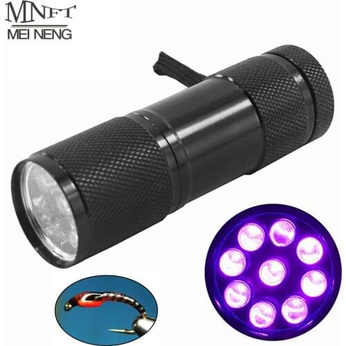 MNFT Mini Portable Ultra Violet Light Lamp 9 LEDs Flashlight For Fly Tying Buzzer Bug Nymph UV Glue Curing Fishing Flies Making