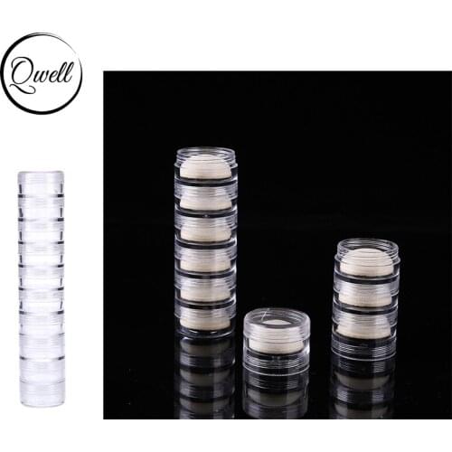 QWELL 10/20pcs/Column Portable Round Stackable Jars Round Domed Foams Set Clear Storage Box DIY Painting Drawing Scrapbooking