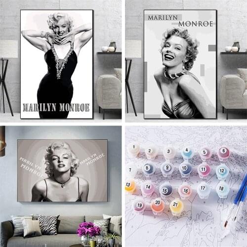 Marilyn Monroe Poster DIY Digital Painting Home Decoration Mural Adult Acrylic Paint Canvas Wall Painting Art Brush Set