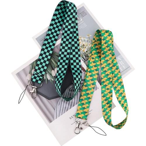 Flyingbee Plaid Demon Slayer Hang Rope Lanyard Badge ID Lanyards Mobile Phone Rope Key Lanyard Neck Straps Accessories X2208