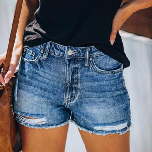 Summer Denim Shorts For Women Sexy Mini Shorts Womens Holes Jeans High Waist Shorts Pockets Slim Denim Short 2021 #T2G