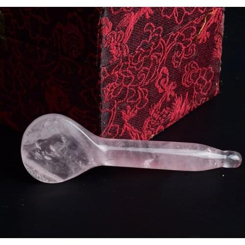 Light Pink Rock Quartz Massage Wand Natural Stone Acupoint Pen Crystal Gua Sha Tool Eye Face Care Beauty Pointed Stick Tools