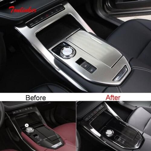 Tonlinker Interior Car Center Console Gear Cover Sticker For GWM HAVAL H6 2021 Car Styling 1/2PCS Stainless Steel Cover Stickers